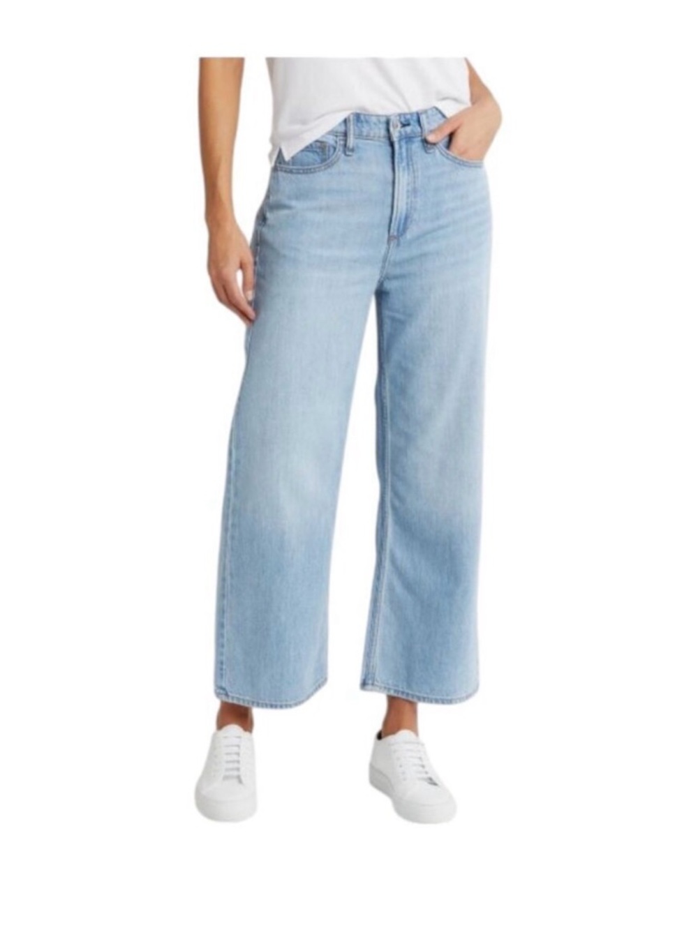 rag & bone Lori MidRise Crop Light Wash Wide-Leg Jeans